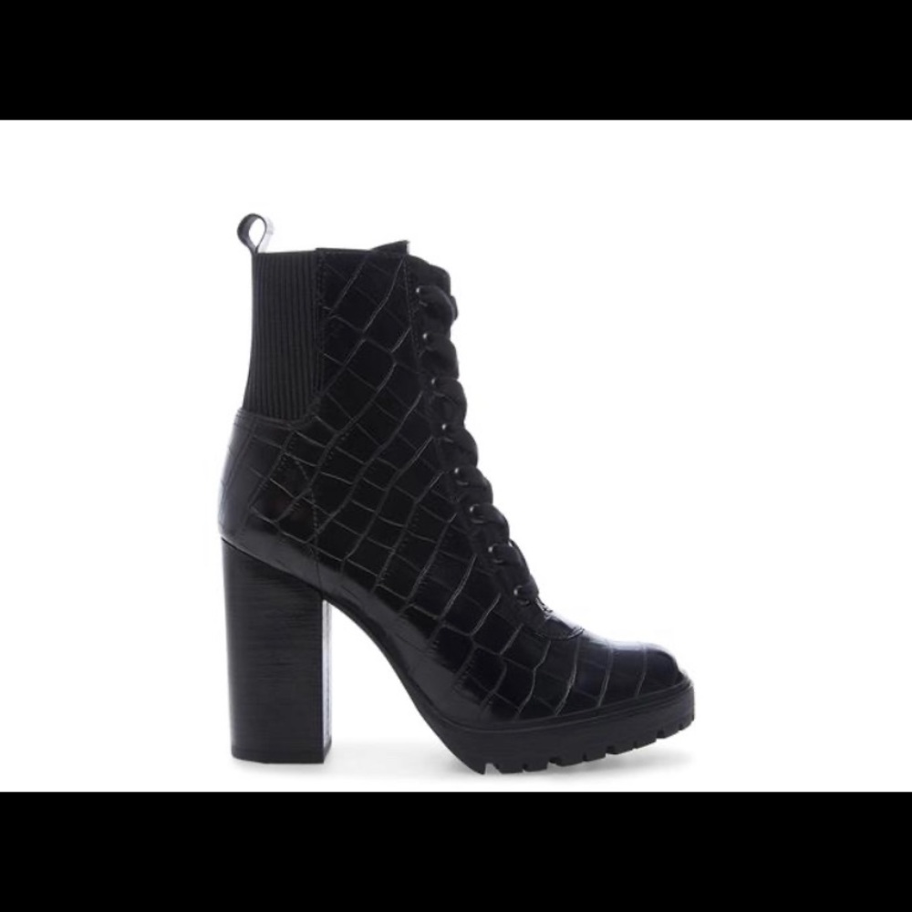 Steve Madden Latch Black Crocodile